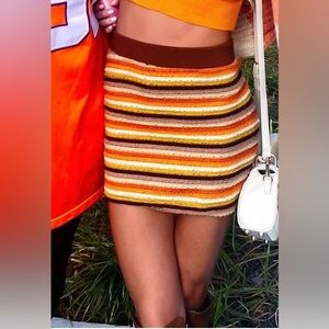 Striped Multicolor Knit Mini Skirt